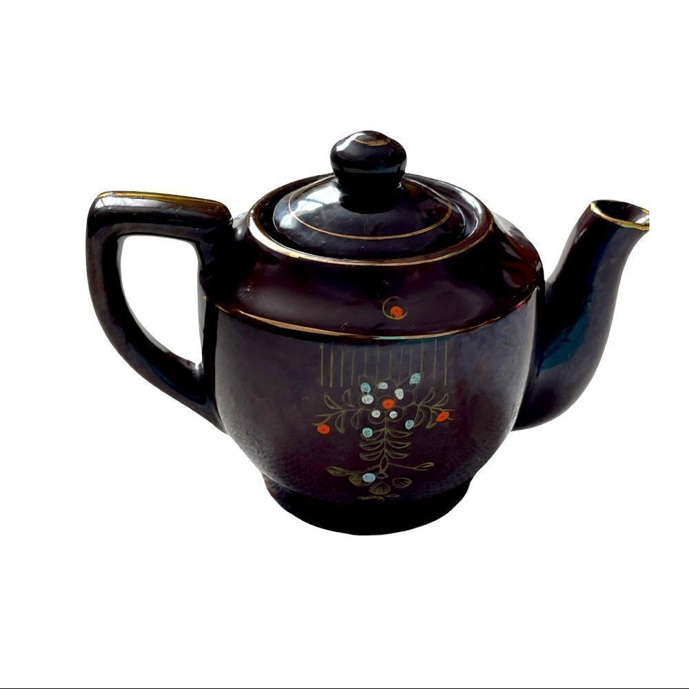 Japan 1940’s Vintage Moriage Brown Teapot Small